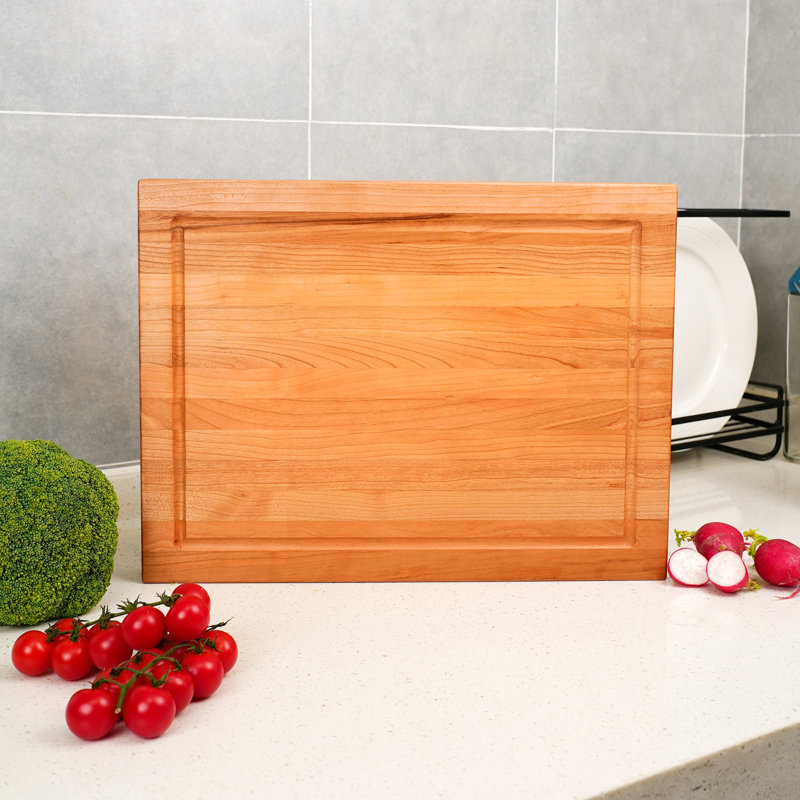 CONSDAN Wood Cutting Board, Solid Cherry, 1-1/2” Thick, 16"" x 12""