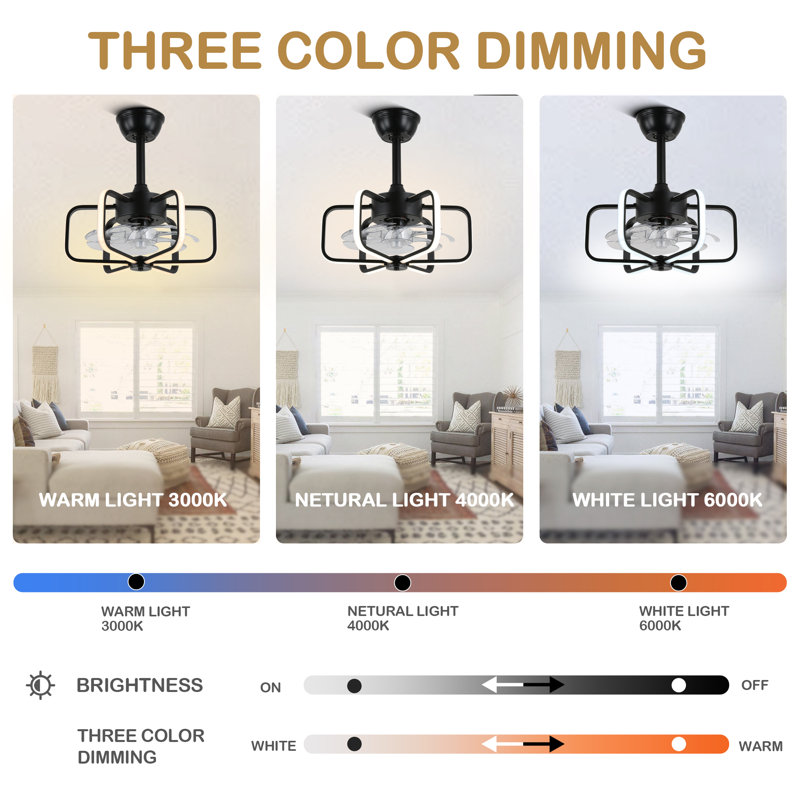 20" Modern Ceiling Fan w Dimmable LED Light Kit & Quiet DC Motor 6 Speed w Remote and App Control
