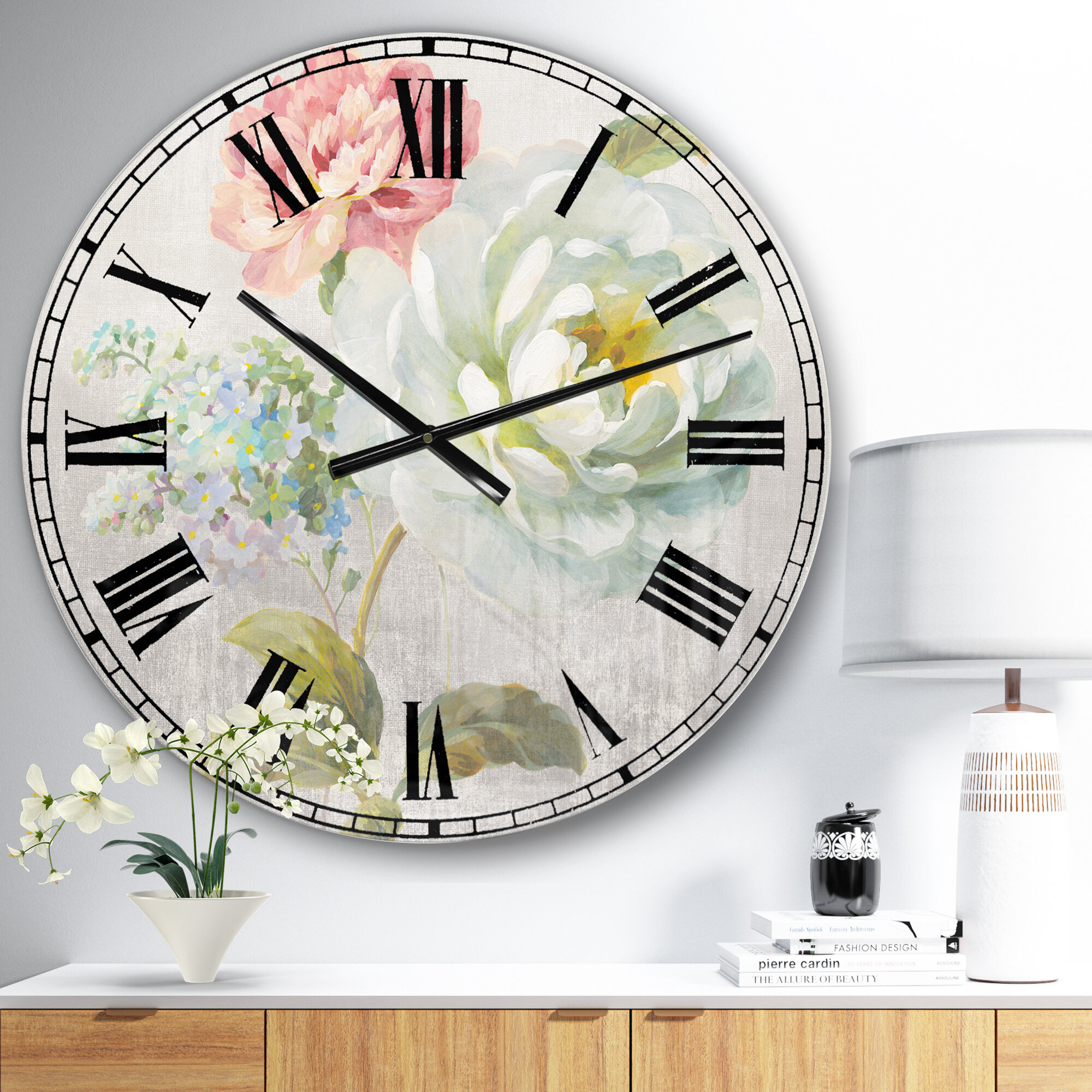 The Twillery Co.® Swigart Country Flower Bouquet - Cabin wall clock ...