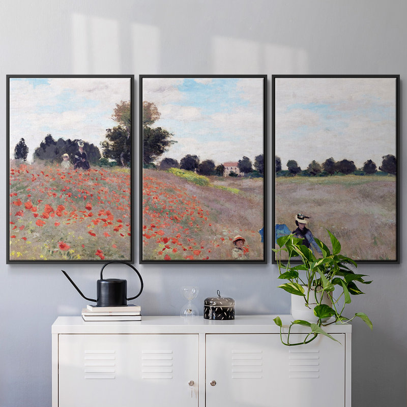 Monet - Toile encadrée multi-pièces_587MONETC, H 40 po x l 78 po x P 2 po, Noir