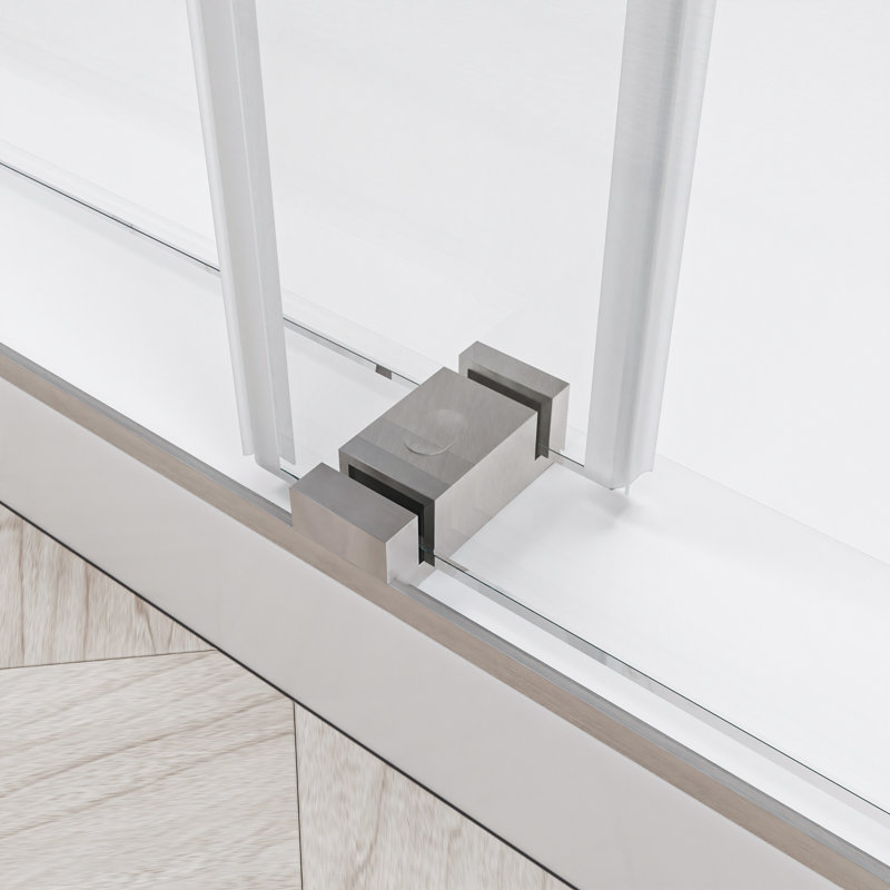 60'' W x 72'' H Brushed Nickel Frameless Sliding Shower Door