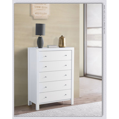 Commode de chambre blanche Burlington G2490-CH, solution de rangement durable et élégante avec tiroirs coulissants