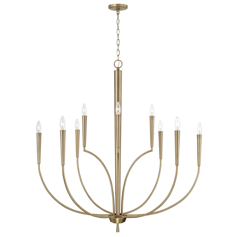 10 - Light Dimmable Classic / Traditional Chandelier, Aged Brass