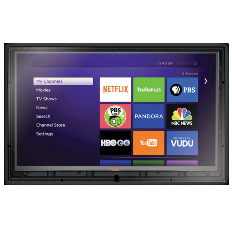 Enceinte de télévision extérieure de 44 po à 50 po The TV Shield, complètement imperméable avec deux verrous, façade en polycarbonate transparent, ventilation et plus encore