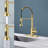 Kitchen Faucet With Pull Down Sprayer Industrial 1 Handle 1 Hole Or 3 Hole Faucet For Farmhouse Camper Laundry Utility Rv Wet Bar Sinks, Stainless Steel, Brushed Gold-118610655