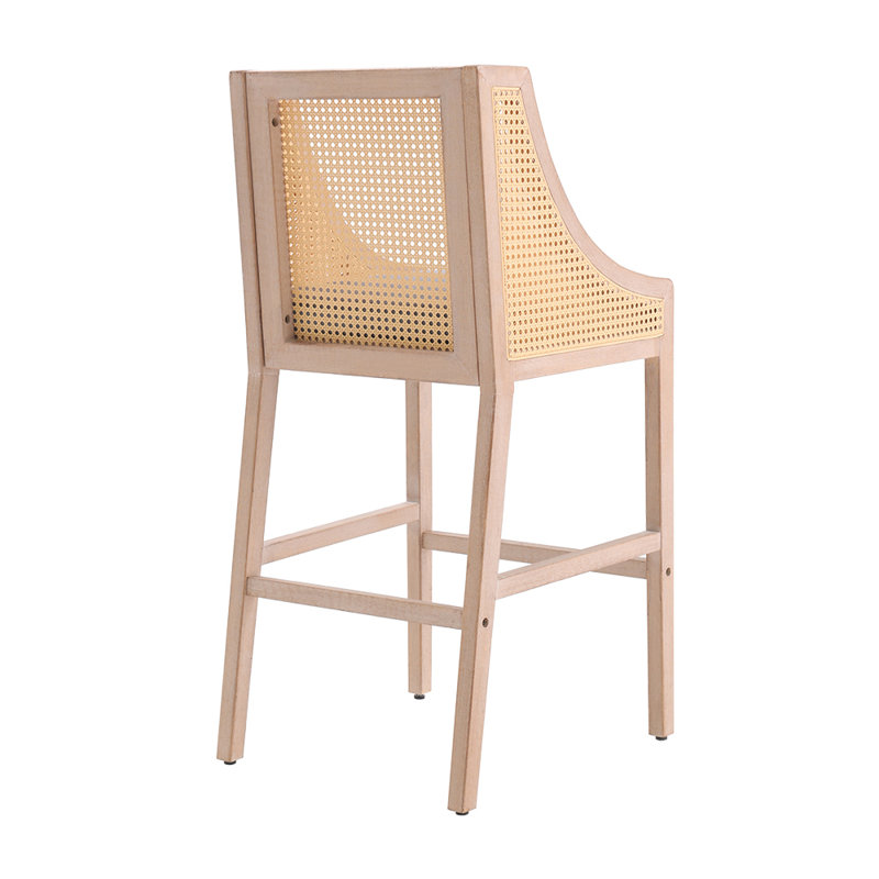 Upholstered Counter Stool with Solid Wood Frame