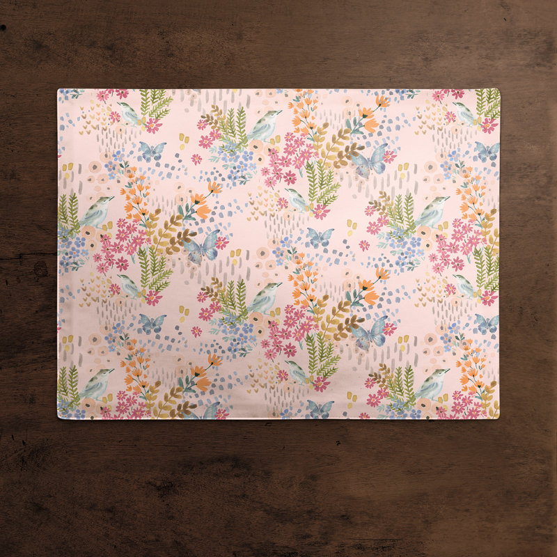 Napperon en coton 14 "Butterfly Bird, Rose / bleu