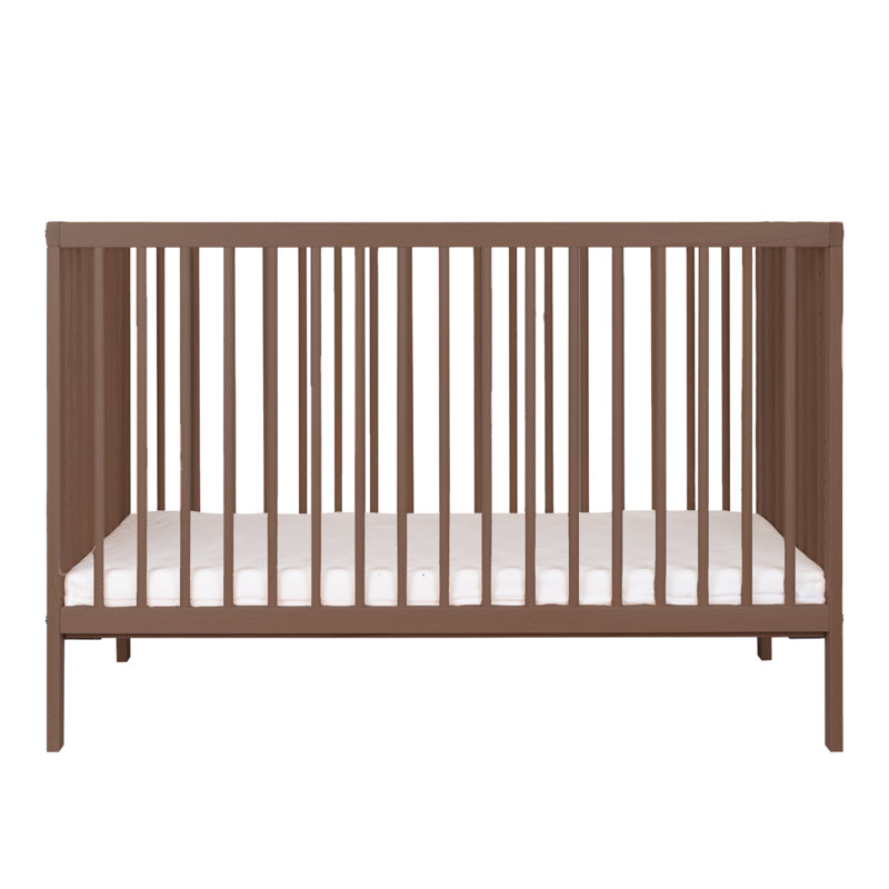 Mini Cot Bed with Natural Mattress, Walnut