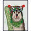 «Christmas Husky Snowboard» par Fab Funky, impression sur toile encadrée
