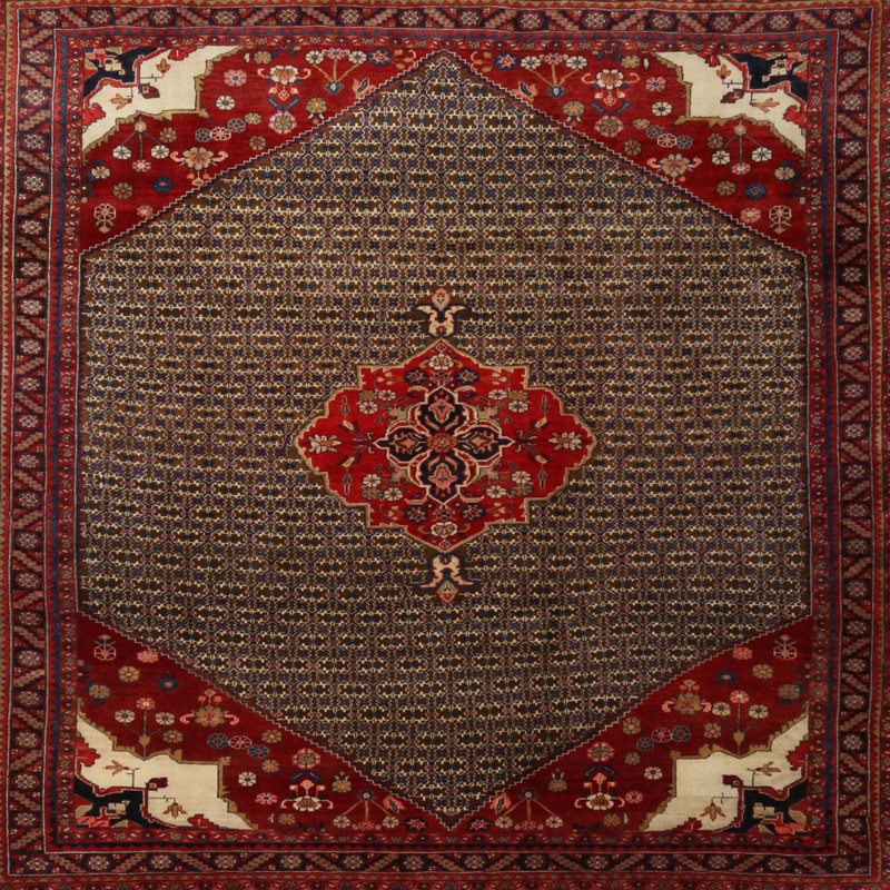 Tapis de style oriental rouge, Rond 6 pi