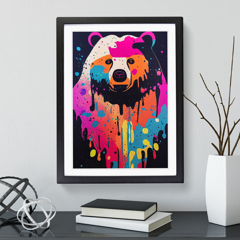 Bear No.4 Abstract - Single Picture Frame Print, Black, 64cm H x 46cm W x 2cm D