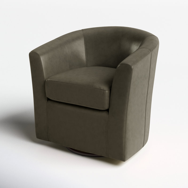 Fauteuil demi-tonneau pivotant de 30,5 cm Hanshaw, Similicuir gris anthracite