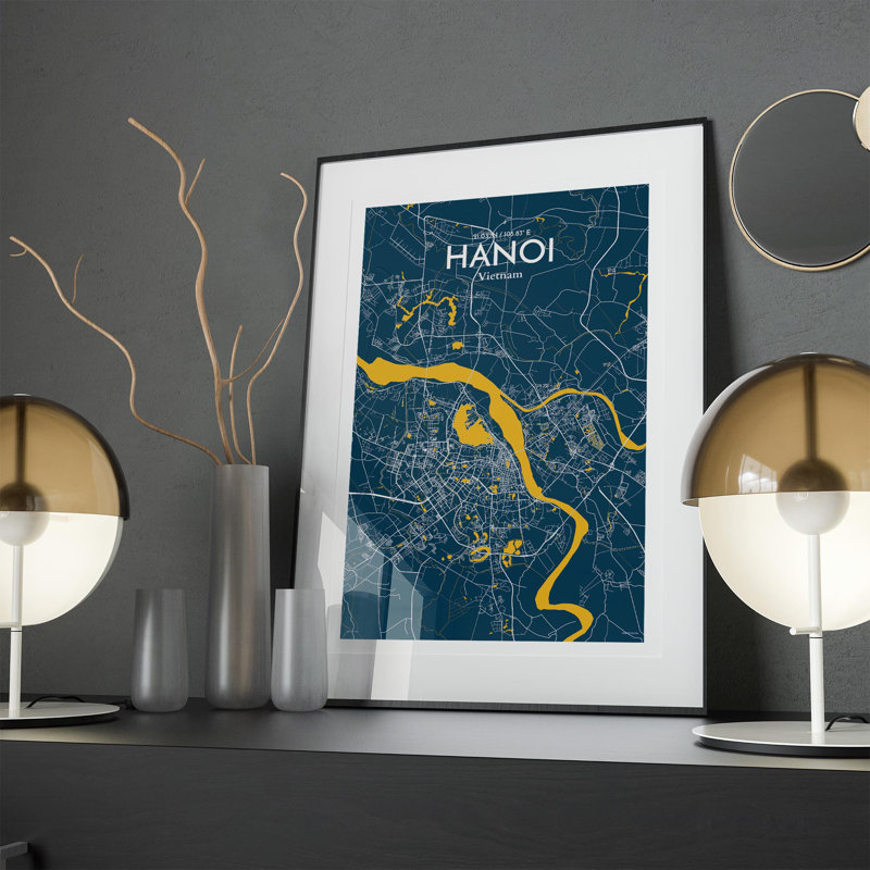 Hanoi City Map In Amuse - No Frame Print, 17cm H x 11cm W x 0.05cm D