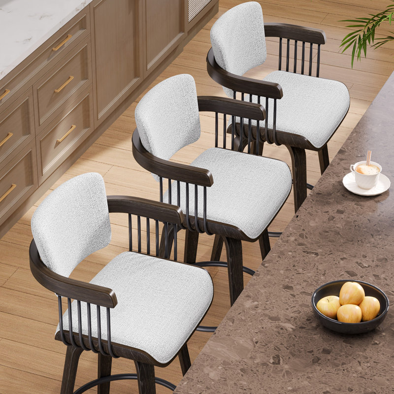Tabouret de bar et de comptoir pivotant moderne de 26 po (ensemble de 2) avec niveleurs réglables pour îlot de cuisine et bar pour la maison