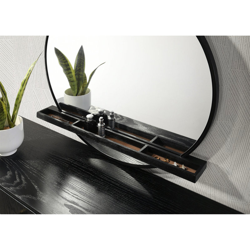 Ensemble de chambre à coucher avec lit très grand moderne noir et gris 5 pièces avec accents glamour et beaucoup de rangement