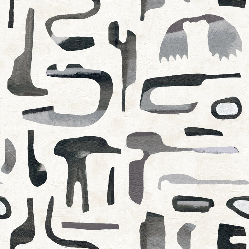 Susan Hable Abstract Wallpaper by Susan Hable, Gray/White