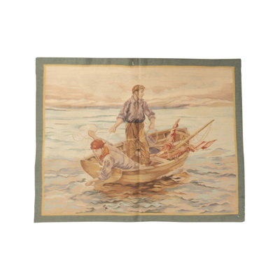 Hand-Knotted High-Quality Cream and Gray Area Rug