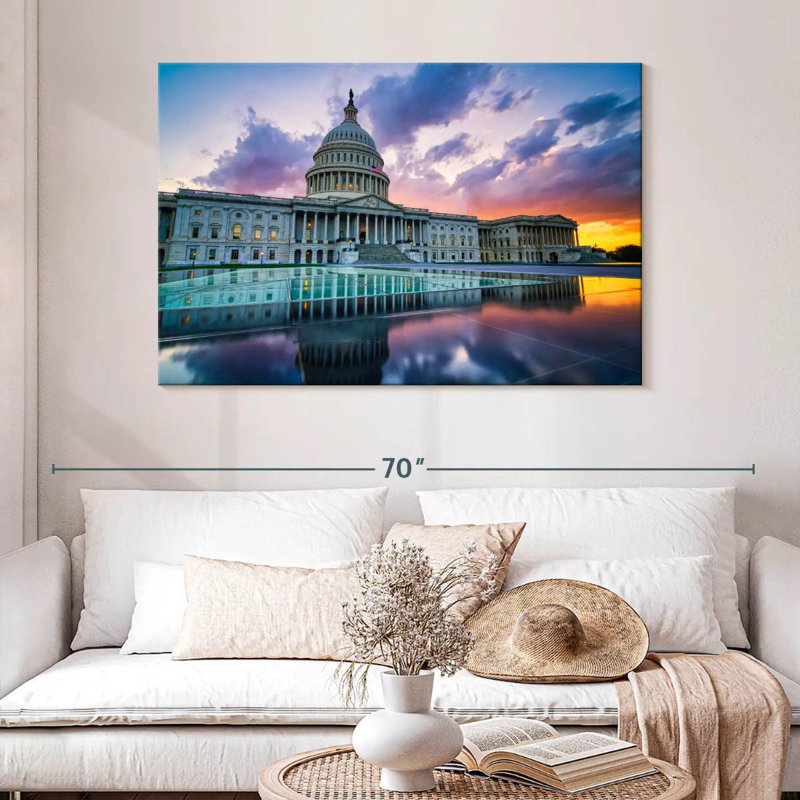 Lilie US Capitol Sunset Reflection, 32" H x 48" W