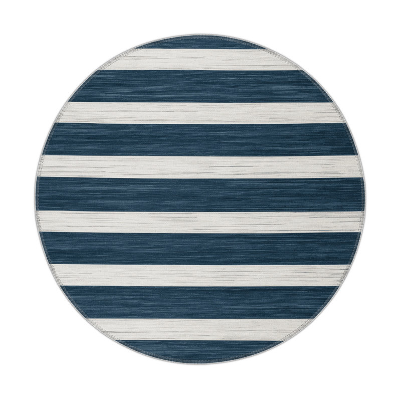 Tapis intérieur / extérieur gris HorizontalStripes, Rond 5 pi