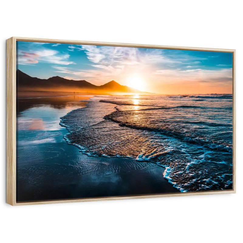 Sunset Bontrager Waves, Floating Frame Natural Wood, 46" X 31"