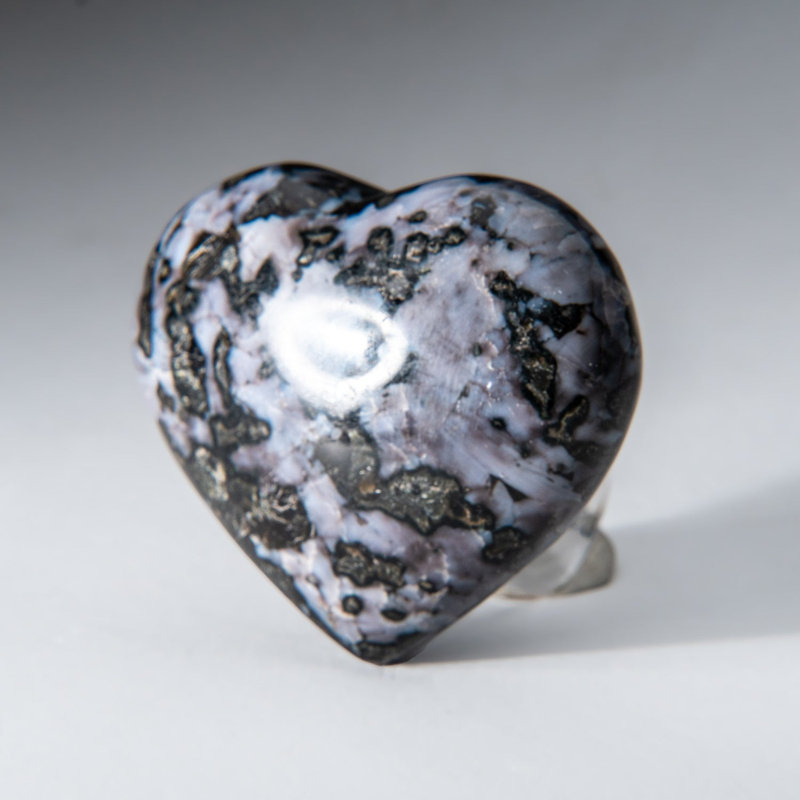 Genuine Polished Indigo Gabbro Heart (0.66 Lbs), 2.5" H x 2.5" W x 1" D