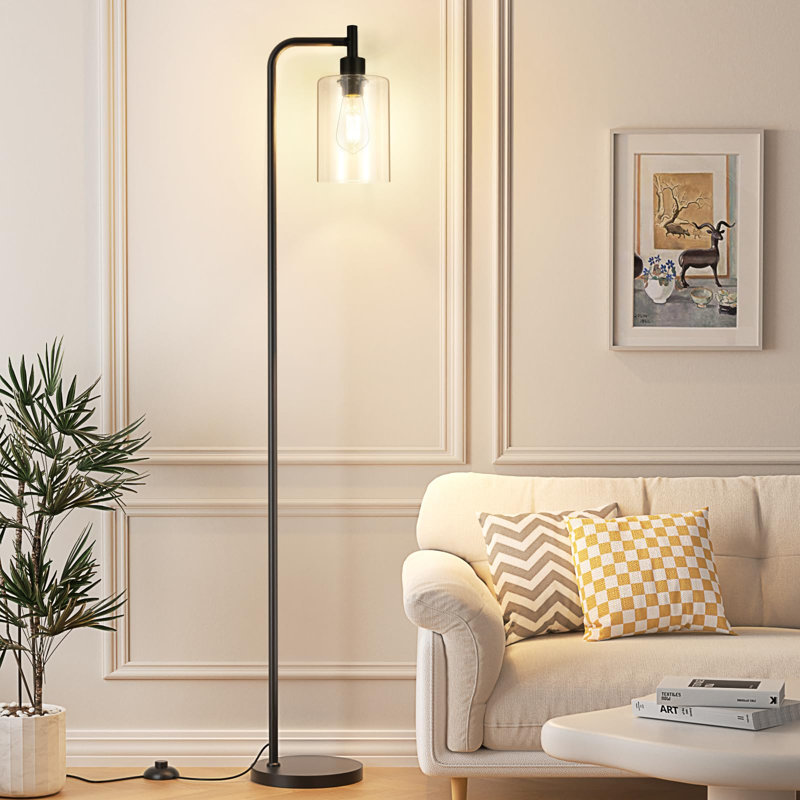 Watervliet Black Traditional Floor Lamp, Black, Clear