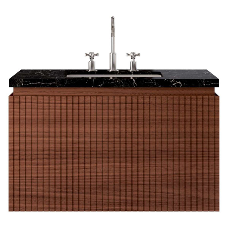 Melrose Single Vanity, Black, 36", Walnut