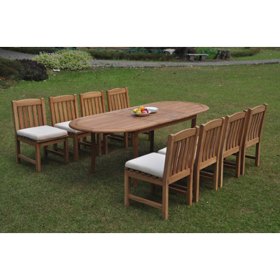 Midcre 10 - Person Teak Wood Patio Dining Set with Oval Table