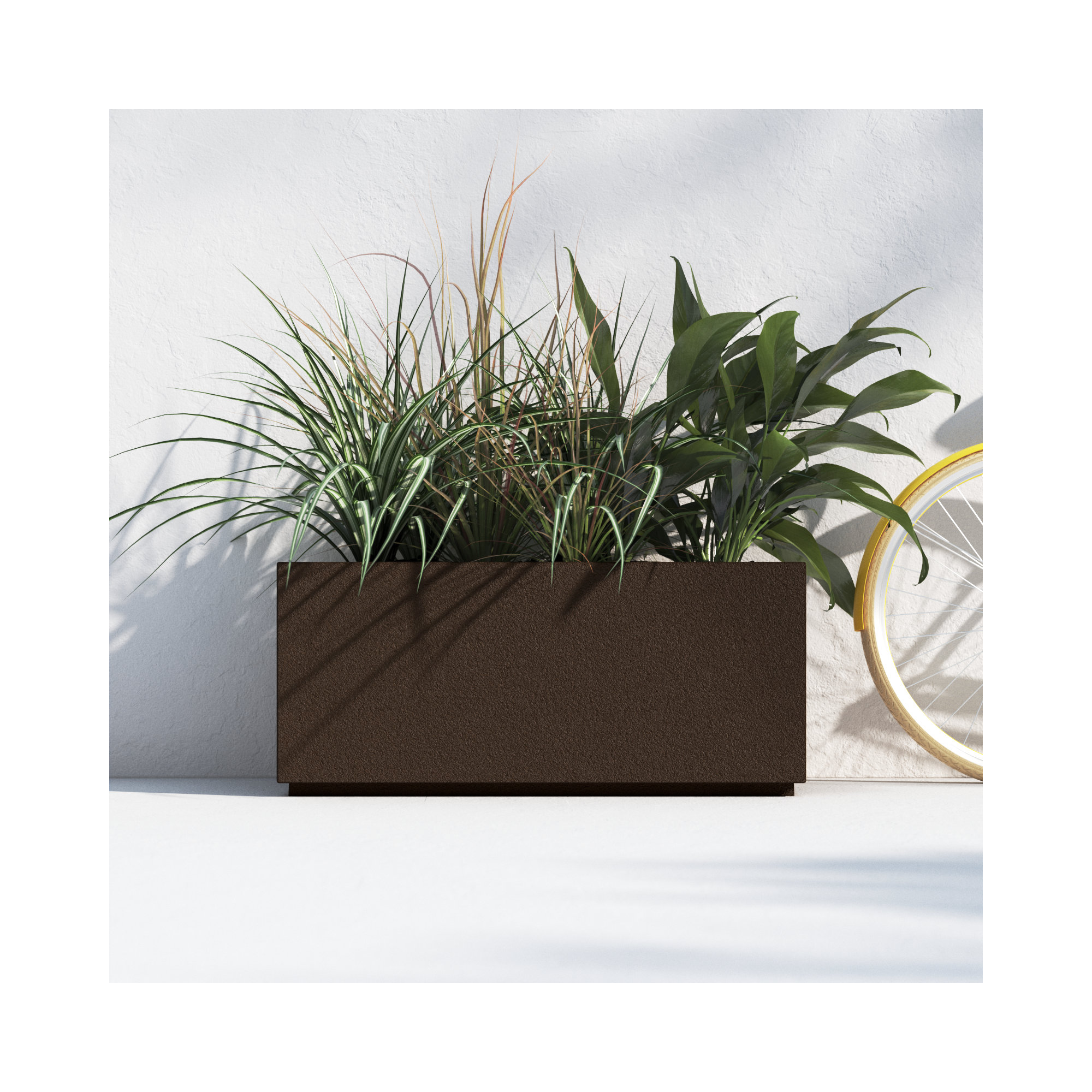 Gita Large Lightweight Outdoor 36" x 16" x 16" Trough Planter Box, Chocolate Brown