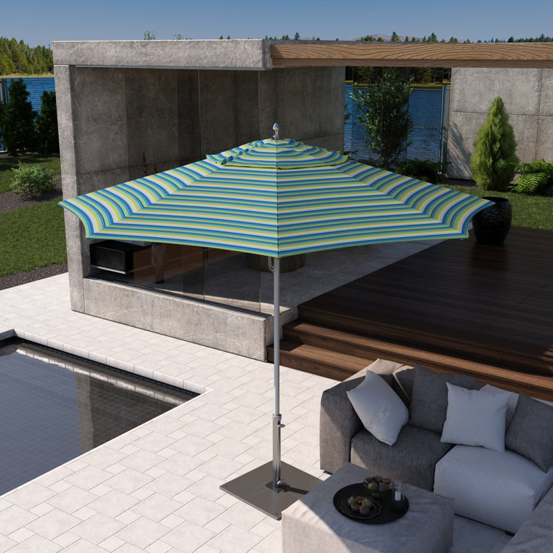 Parasol de marché 9 pi Caelo, Sunbrella® bord de mer Séville rayé