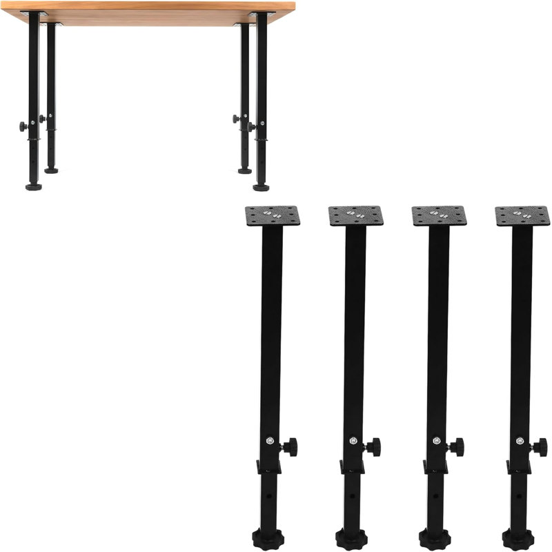 Pieds de table réglables FEBTECH, pieds carrés en métal pour tables, 24 à 40 pouces | Pieds de table robustes, ensemble de 4, pieds de bureau, pieds de table de salle à manger avec pieds de nivellement, thermolaqués pour bureau à domicile