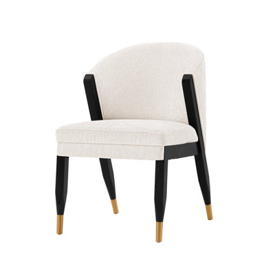 Ola Wood Chenille Dining Chair In Cream