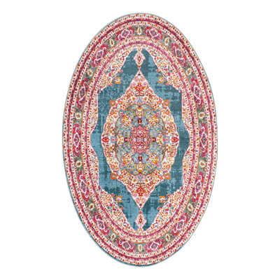 Tapis à motif oriental turquoise Folmar