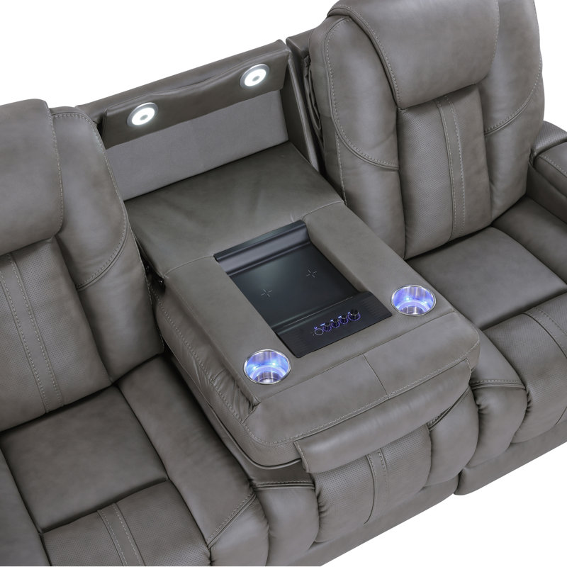 Wiley Triple-Power Leather Theatre Sofa