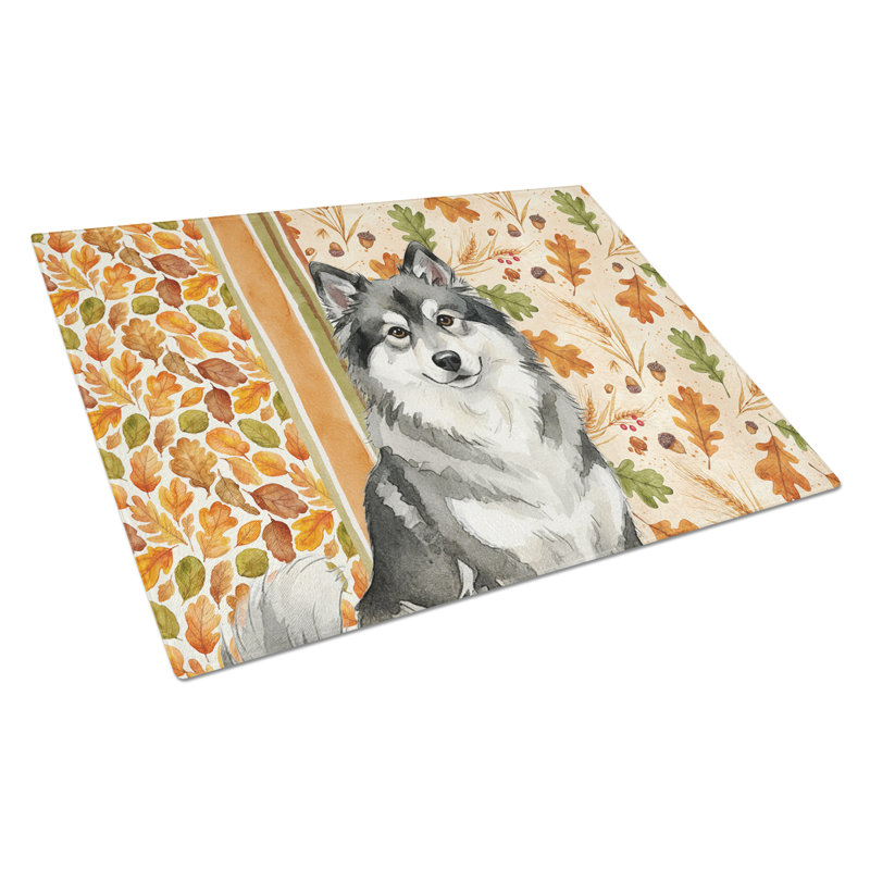 Planche à découper en verre Keeshond Heirloom Fall