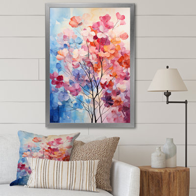 " Pink And Blue Trees Field Pointillism VI "