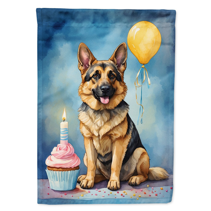 Drapeau de jardin «Happy Birthday», Berger allemand