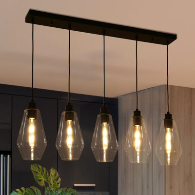 Bedirhan 5 - Light 38'' W Matte Black Dining Room Kitchen Island Pendant UL Certified