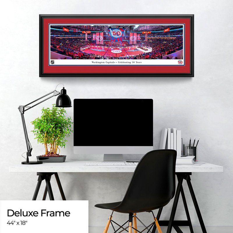 «Washington Capitals», affiches et impressions encadrées, Cadre noir, Bleu/rouge, H 18 po x l 44 po x P 0,875 po
