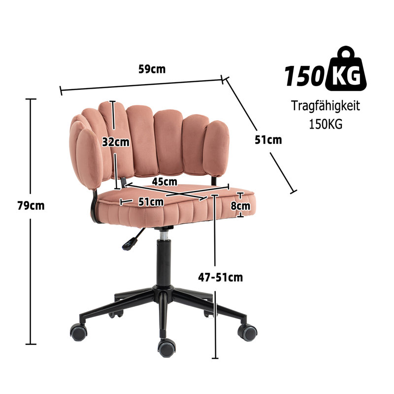 Berdeja Velvet Office Chair, Bean Paste