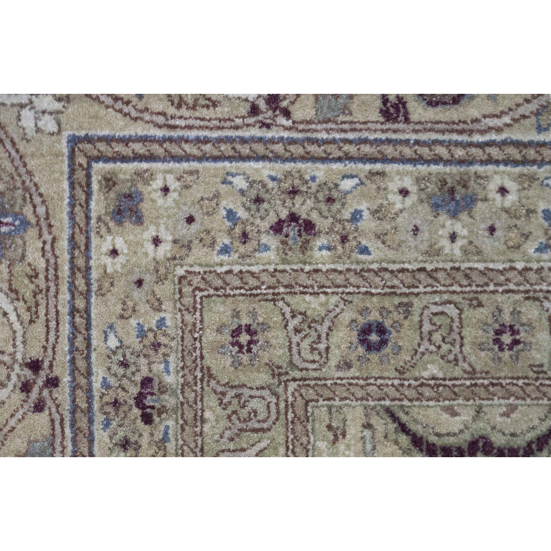Tapis beige et gris noué à la main de haute qualité