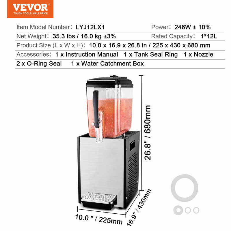 Distributeur de boissons commercial 12L