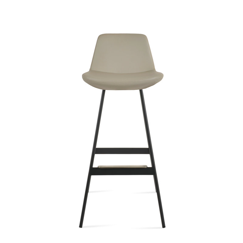 Tabouret Pera Balat, Noir, Similicuir blanc os en microfibres de polyester et, Tabouret de bar (siège d'une hauteur de 29 po)