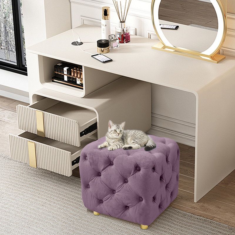 Repose-pieds de maquillage en velours Modern, Velours mauve