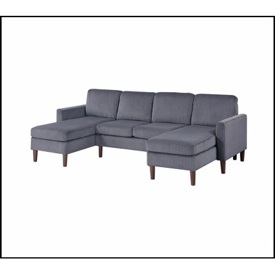 Ensemble modulaire 3 pièces avec méridienne RAF / LAF, causeuse sans accoudoirs, velours côtelé gris foncé, confort moderne pour le salon