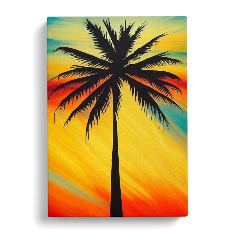 Palm Tree Crayon Vol.1 - Wrapped Canvas, 50cm H x 35cm W x 3cm D