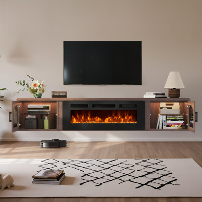 70" Floating TV Stand with Fireplace