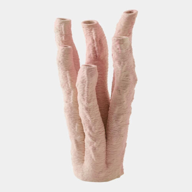 Vase corail - rose - H 14 po x l 6 po x P 6 po