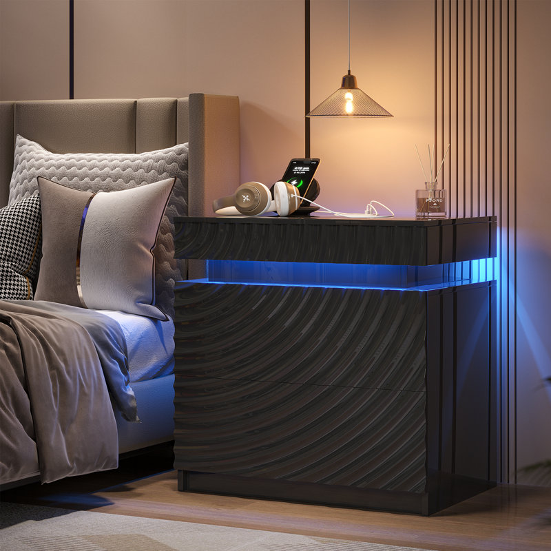 60cm W Bedside Table, Black