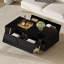 Table basse rectangulaire brillante avec rangement